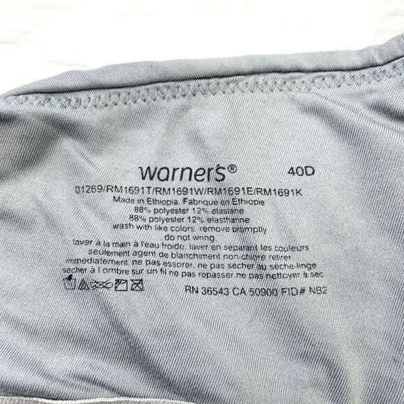 BUY 1 GET 1 FREE Warners 40d wire free comfortable bra smooth gray - Picture 6 of 9